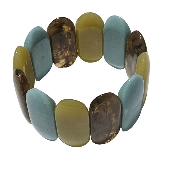 Boho Chunky Oval Resin Beads Stretch Bracelet Statement Fashion Jewelry Women - Picture 2 of 4